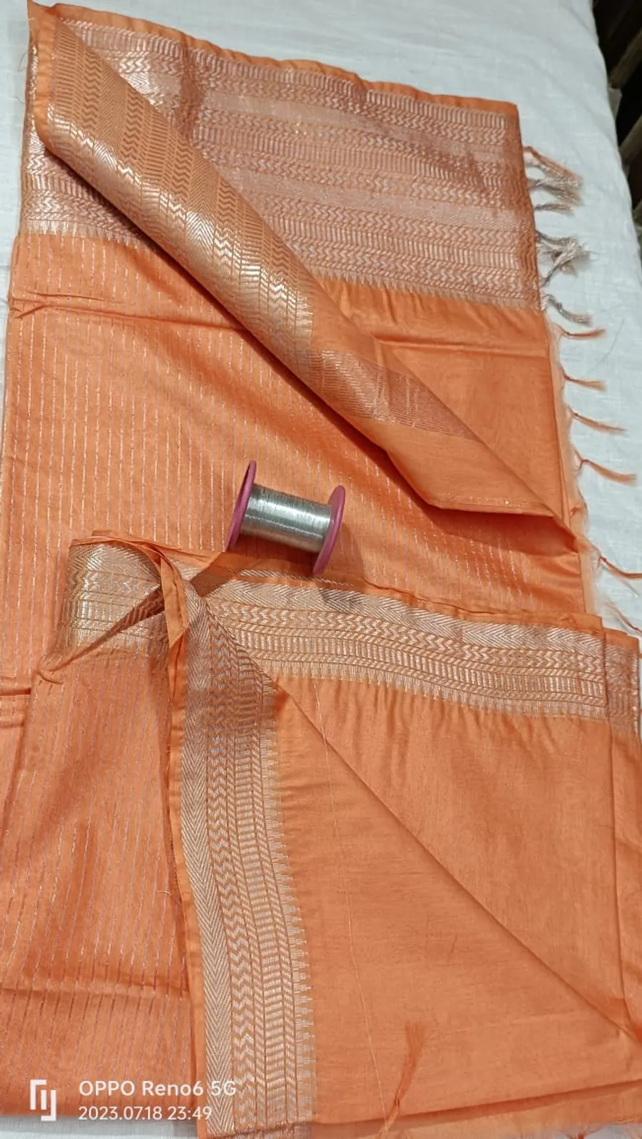 Elegant Mangalagiri Cotton Saree with Silver Zari Woven Borders